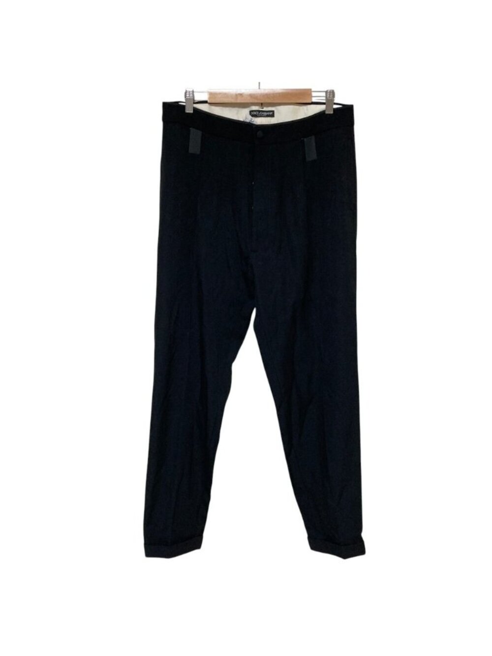 Dolce & Gabbana Button Fly Tuck Wool Trousers Pants Black Spring Summer Fall 48
